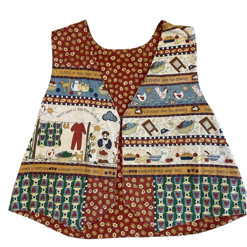 Vintage Reversible “A Womens Work Is Never Done” Cotton Vest
